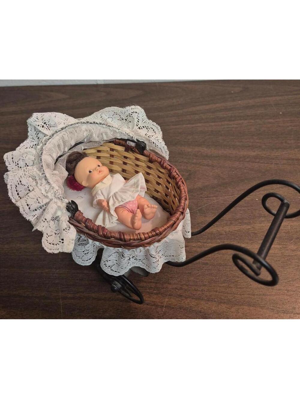 Vintage Regal Canada Miniature Baby Doll in Lace Pram